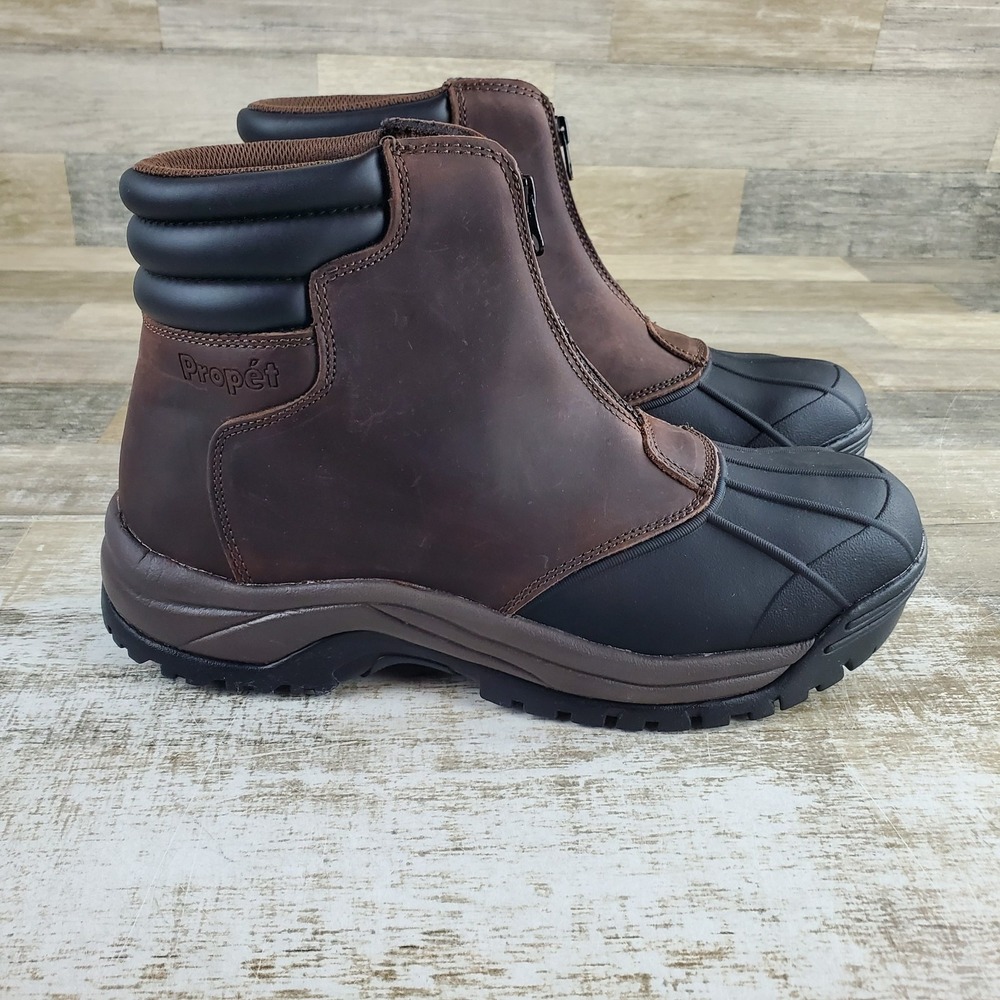 Propet Blizzard Mid Top Mens Waterproof Boots Sz 11.5 Brown Leather Rubber